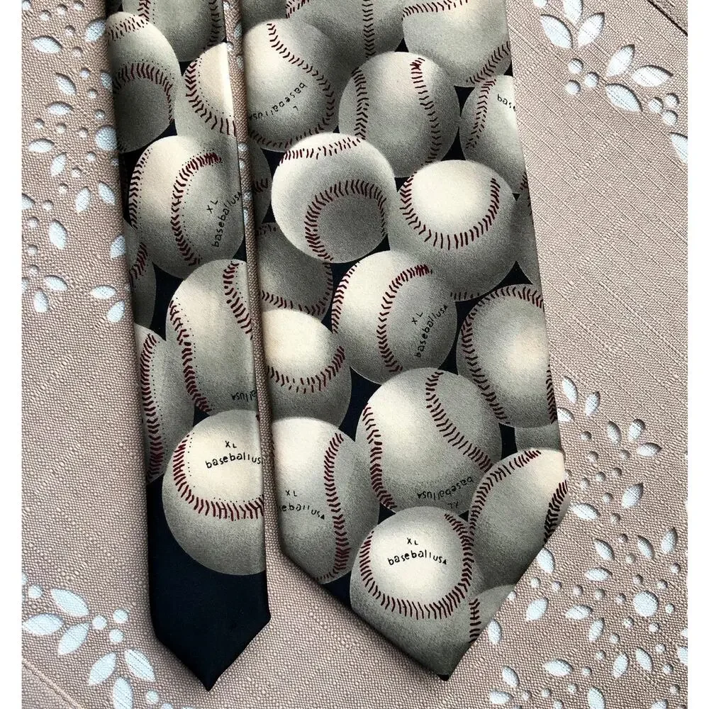 Parquet Geometric Baseball Print Necktie